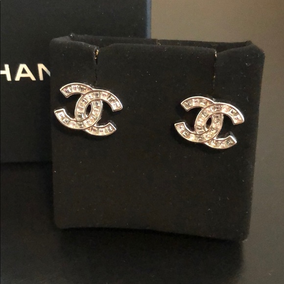 CHANEL Jewelry - Chanel CC crystal earrings- AUTHENTIC